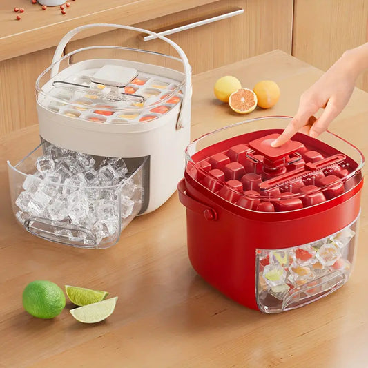 Press-type Convenient Outdoor Portable Ice Tray Large Capacity Ice Bucket 48 Extra-Large Ice Maker