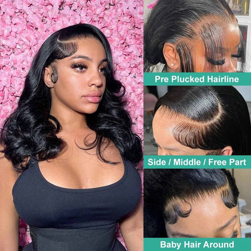 Lace Frontal Wig Brazilian Human Hair Virgin Remy Hair 180% Density