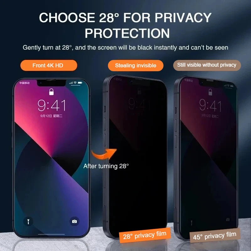 Anti Spy Tempered Glass For iPhone 16 14 13 11 15Pro Max Mini 7 8 Plus Privacy Screen Protector for iPhone 15 X XR XS MAX