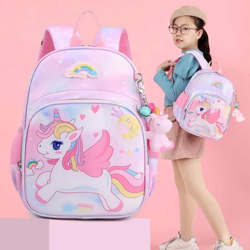 New Unicorn Backpack for Girls Cartoon Pink Princess School Bags
