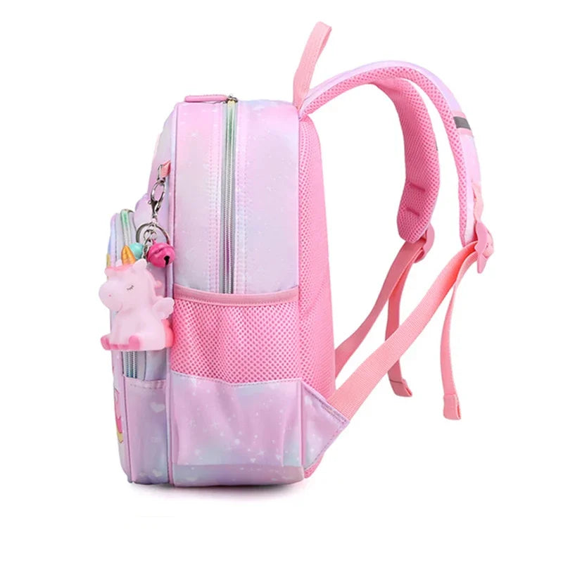New Unicorn Backpack for Girls Cartoon Pink Princess School Bags