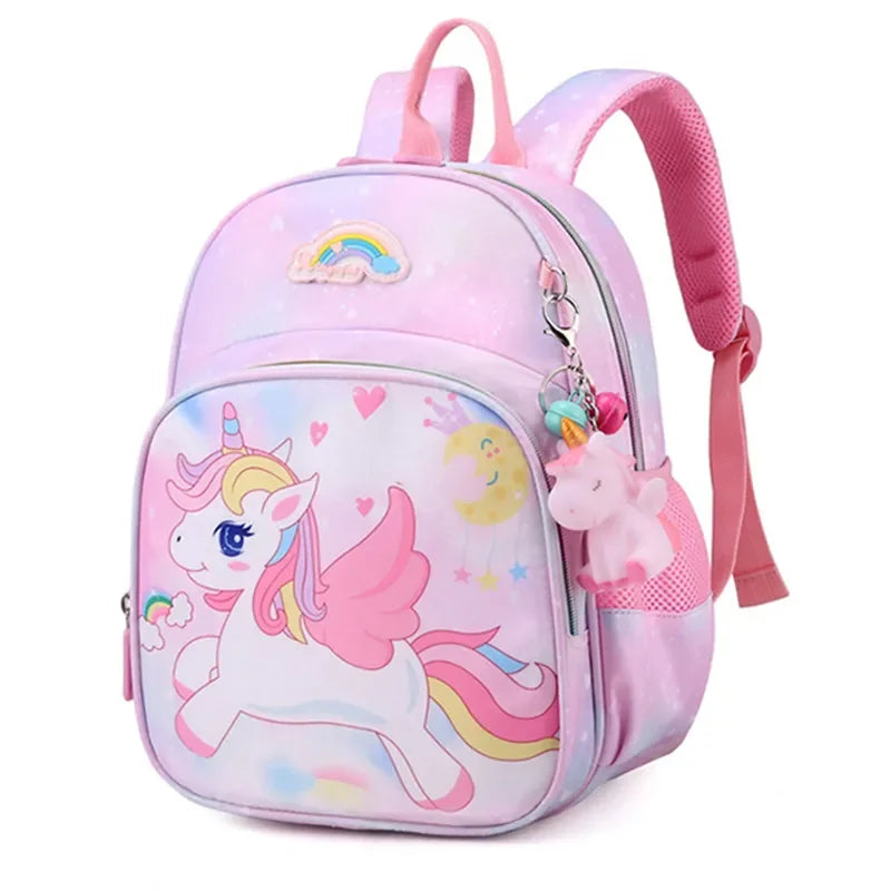 New Unicorn Backpack for Girls Cartoon Pink Princess School Bags