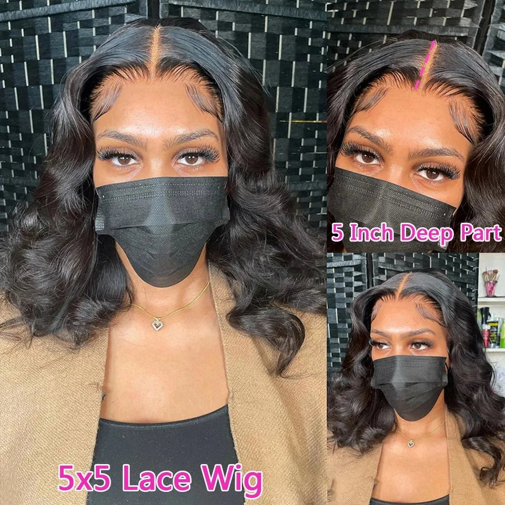 Lace Frontal Wig Brazilian Human Hair Virgin Remy Hair 180% Density