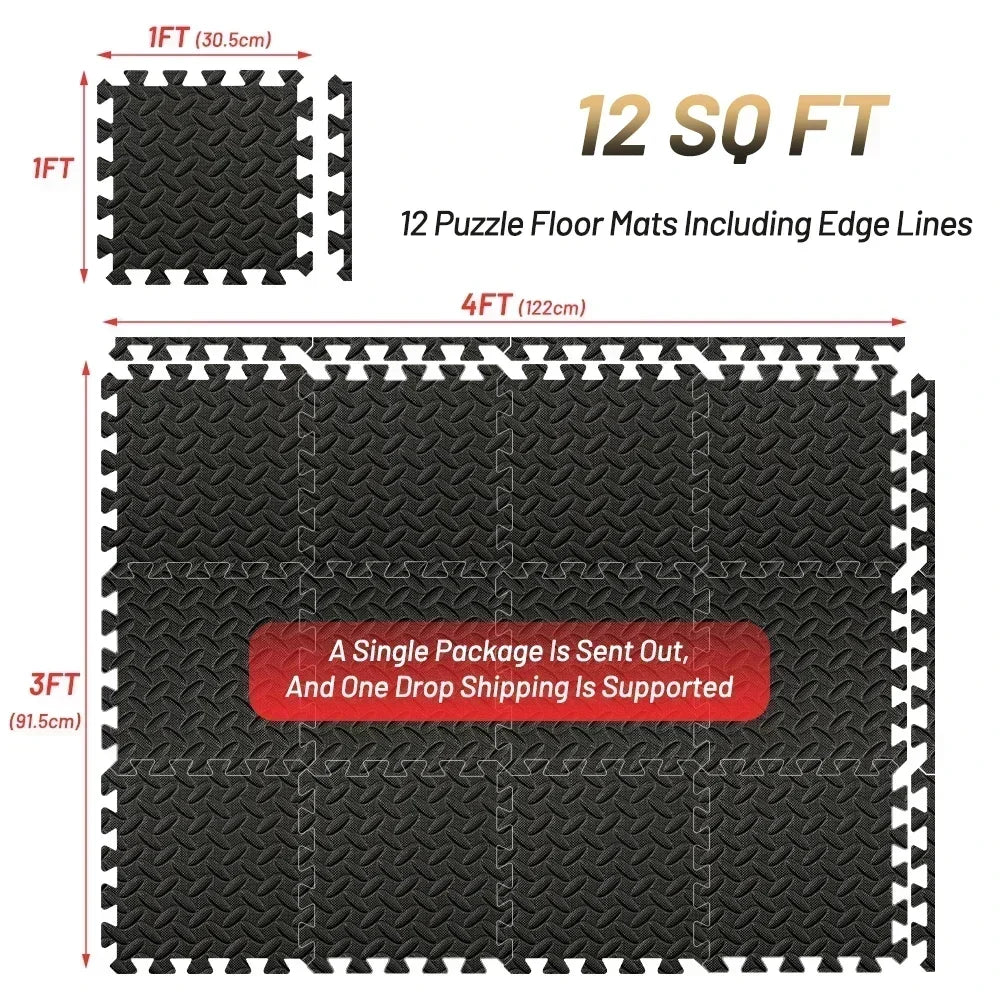 Puzzle Fitness Home Gym Equipment Mat, Non-Slip Floor Mat for Kids