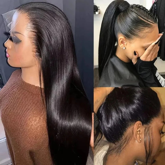 Bone Straight Brazilian HD Transparent Lace Human Wigs