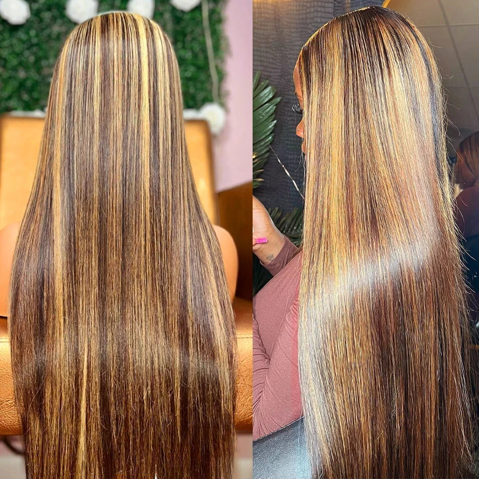 Bone Straight Blond Ombre HD Lace Human Brazilian Wig