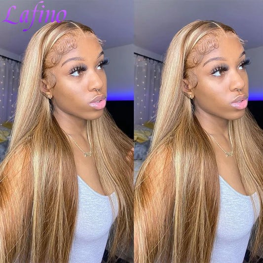 Bone Straight Blond Ombre HD Lace Human Brazilian Wig