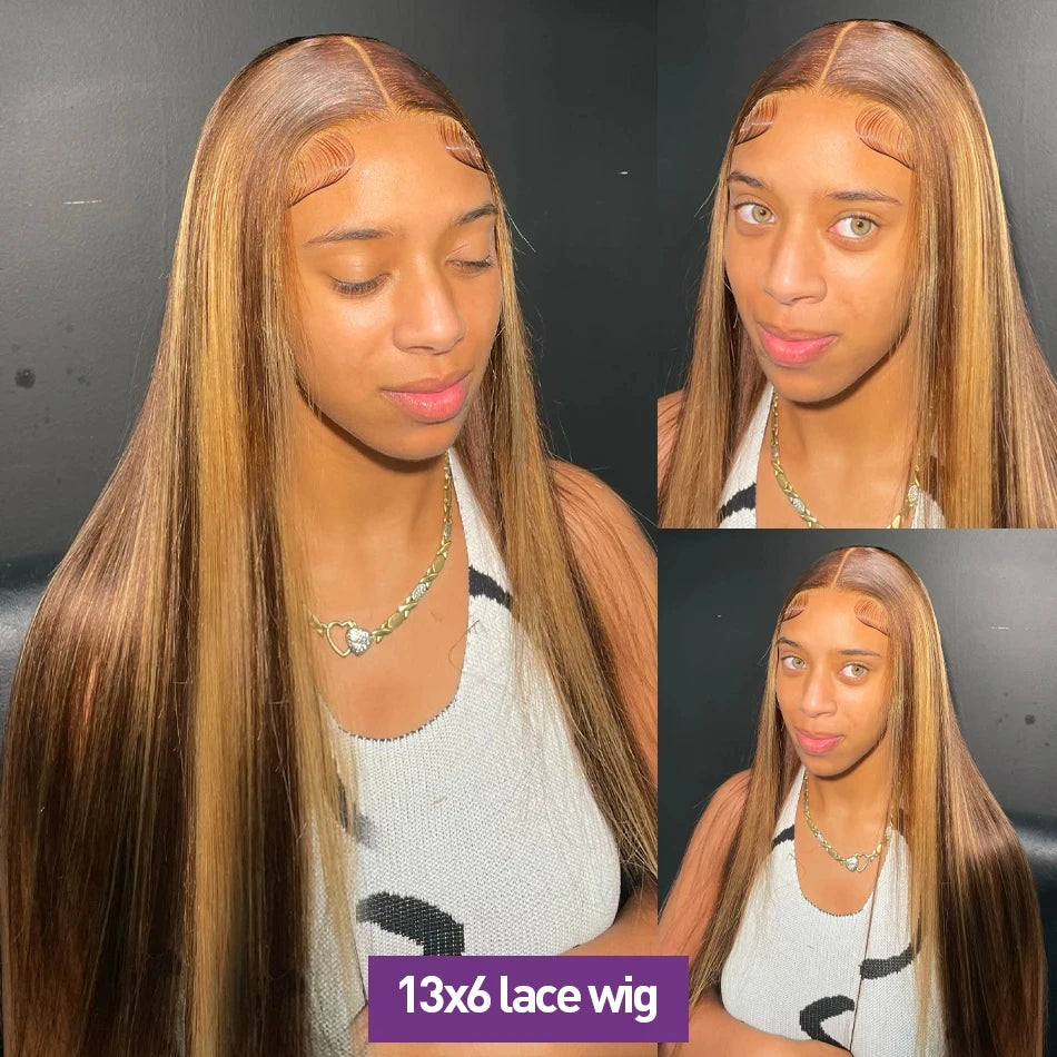 Bone Straight Blond Ombre HD Lace Human Brazilian Wig
