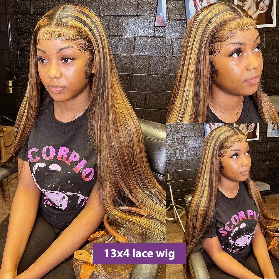 Bone Straight Blond Ombre HD Lace Human Brazilian Wig