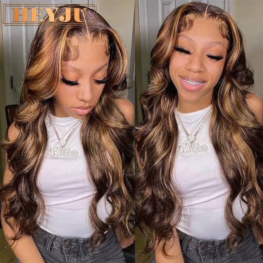 Highlight Human Brazilian Body Wave Lace Front Wigs Wave