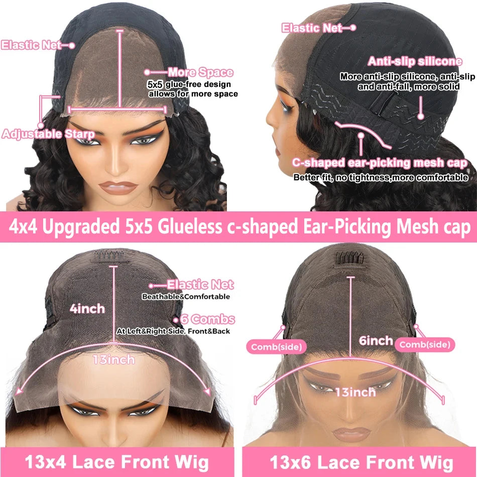 Lace Frontal Wig Brazilian Human Hair Virgin Remy Hair 180% Density