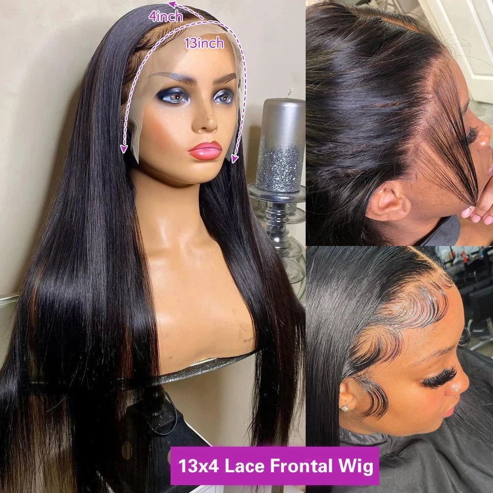 Bone Straight Brazilian HD Transparent Lace Human Wigs