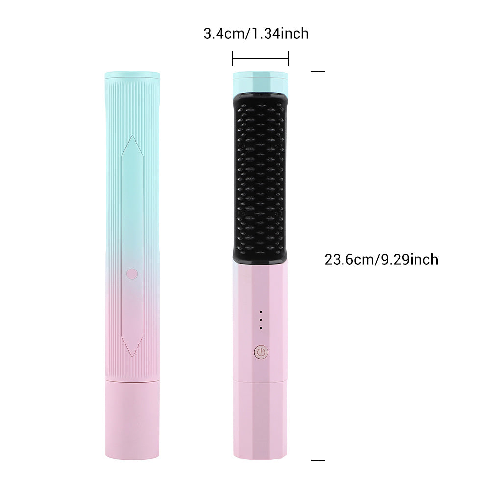 Comb Rechargeable Hair Wireless Straightener Curler Curling Straighten