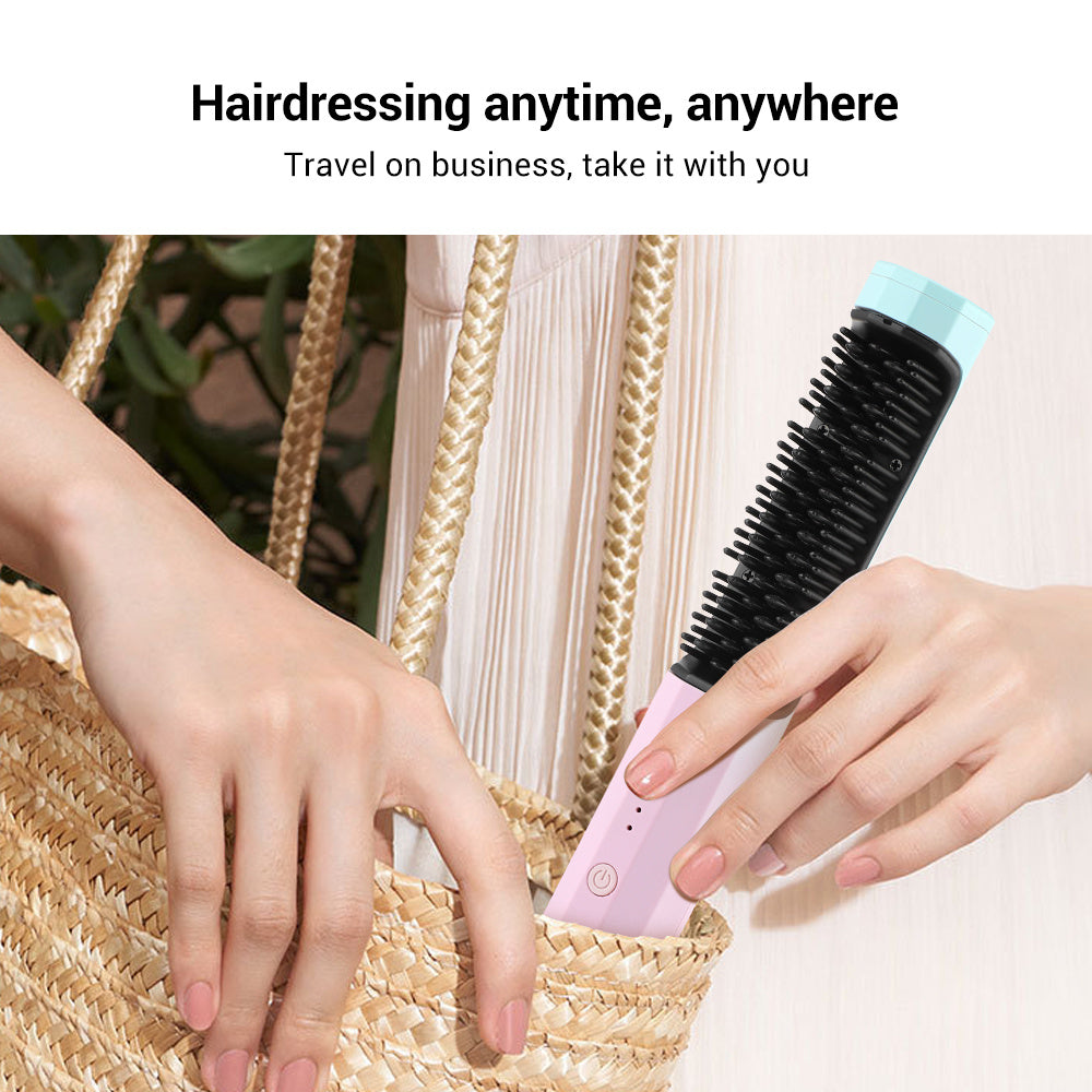 Comb Rechargeable Hair Wireless Straightener Curler Curling Straighten